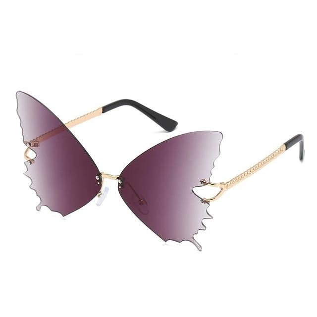 Rimless Overisized Butterfly Cat Eye Sunglasses