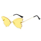 Rimless Crystal Butterfly Cat Eye Sunglasses