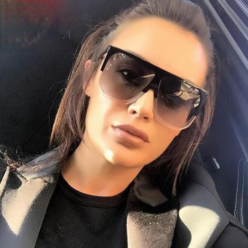Half Rimless Flat Top Retro Sunglasses