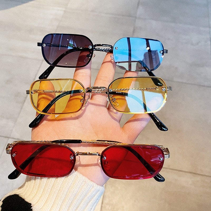 Rimless Candy Color Square Sunglasses