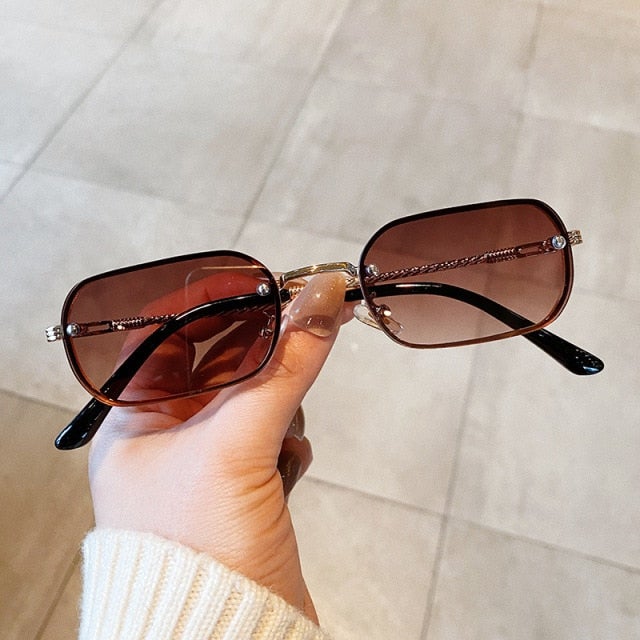 Rimless Candy Color Square Sunglasses