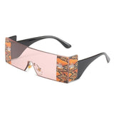 Rimless Snake Printed Rectangle Sunglass