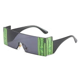 Rimless Snake Printed Rectangle Sunglass