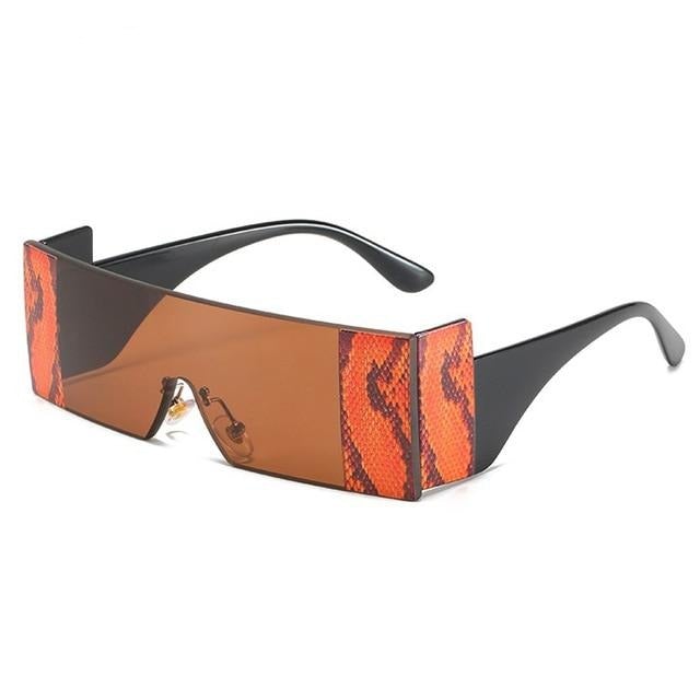 Rimless Snake Printed Rectangle Sunglass