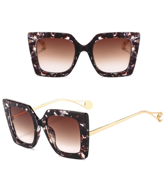 Vintage Big Frame Gradient Square Sunglasses