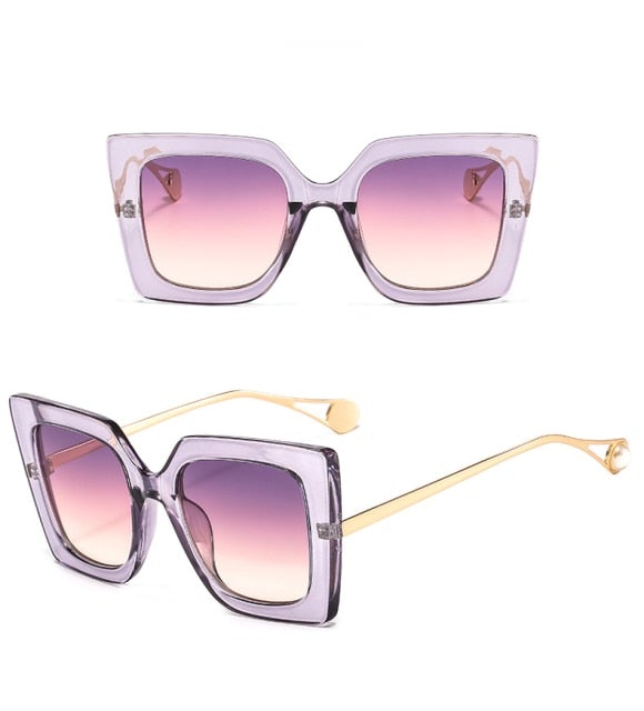Vintage Big Frame Gradient Square Sunglasses