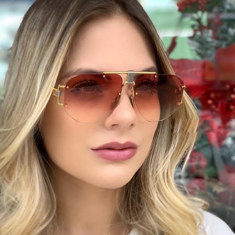 Vintage Metal Pilot Rimless Sunglass