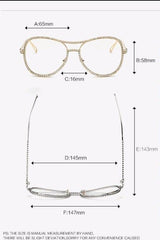 Decorative Rhinestone Double Bridge Cay Eye Sunglasses
