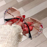 Vintage Rimless Rhinestone Retro Sunglasses