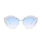 Shades Mirror Rhinestone Coating Gafas Cat Eye Sunglasses