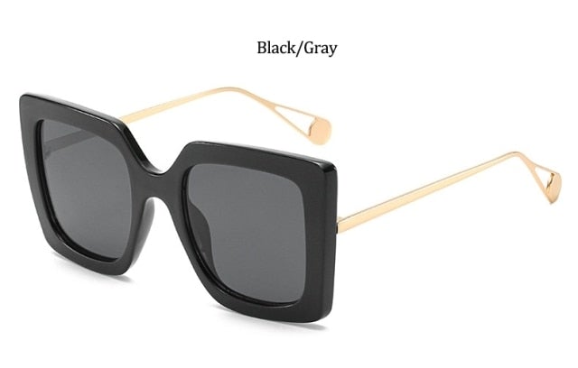 Retro Black Frame Metal Square Sunglasses