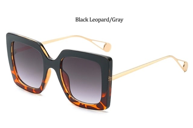 Retro Black Frame Metal Square Sunglasses