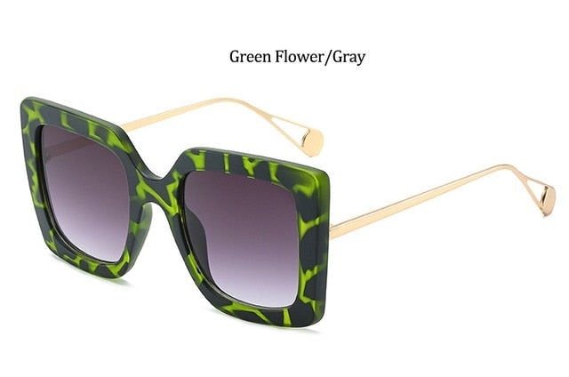 Retro Black Frame Metal Square Sunglasses
