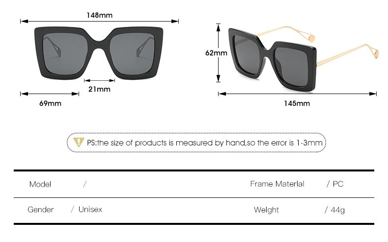 Retro Black Frame Metal Square Sunglasses