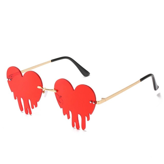 Heart Drip Rimless Retro Sunglasses