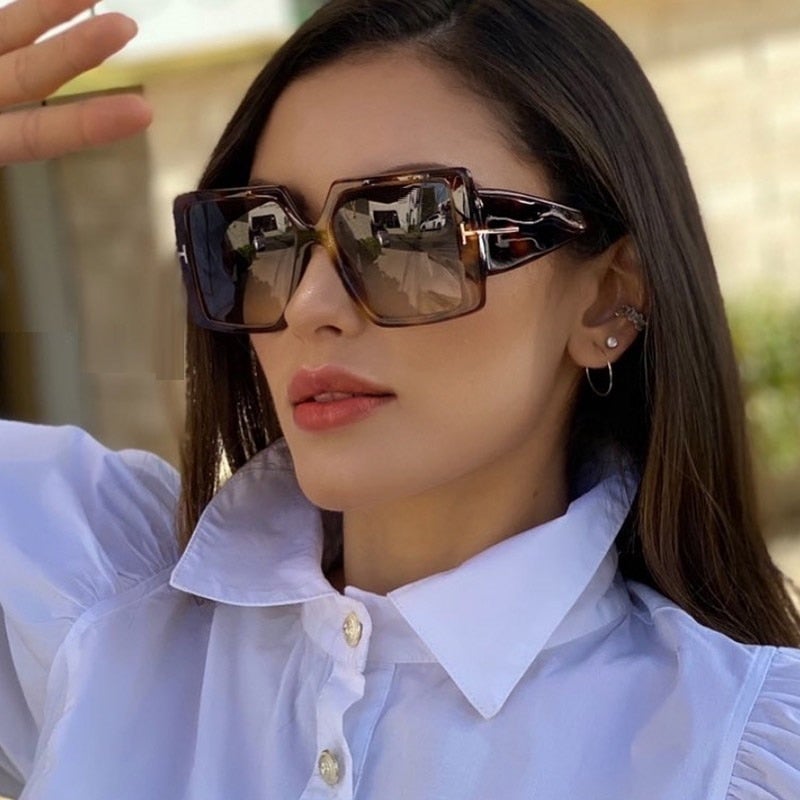 Leopard Vintage Oversized Square Sunglasses