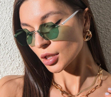Small Rimless Polygon Retro Sunglasses