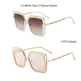 Metal Half Frame Square Sunglasses