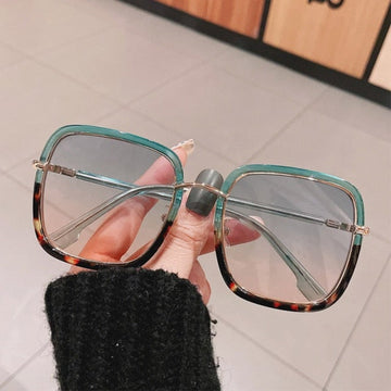 Blue Leopard Square Sunglasses