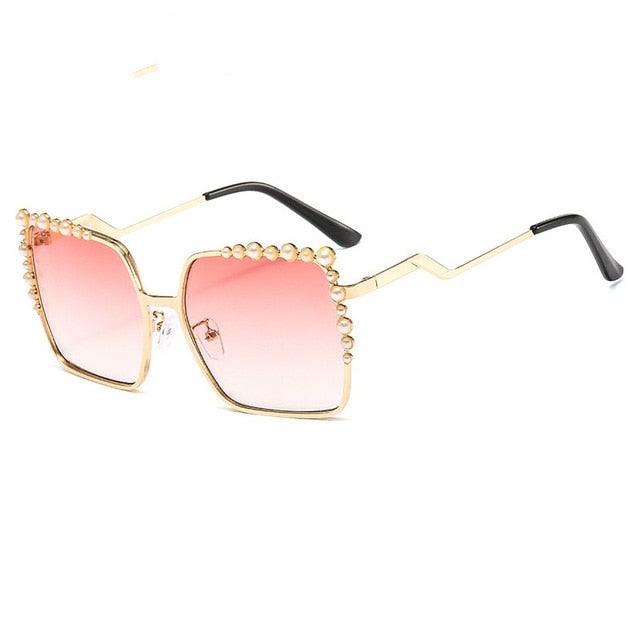 Oversized with Pearls Square Sunglasses