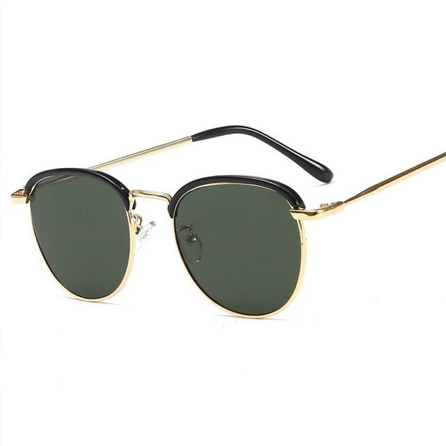 Metal Half Frame Round Sunglasses