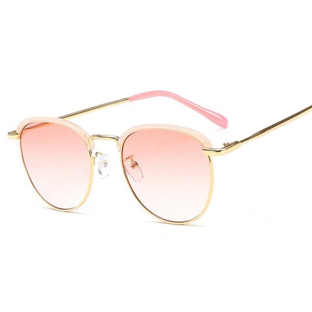 Metal Half Frame Round Sunglasses