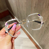 Vintage Rimless Rhinestone Retro Sunglasses