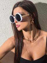 Hollow Decorative Frame Round Sunglasses