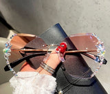 Vintage Rimless Rhinestone Retro Sunglasses