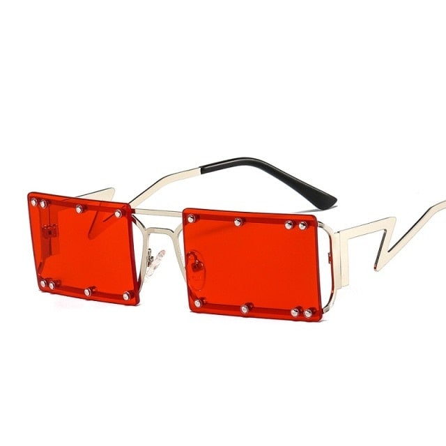 Rivet Decoration Square Metal Sunglasses