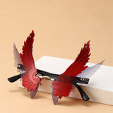 Oversized Rimless Wing Shape Retro Sunglasses