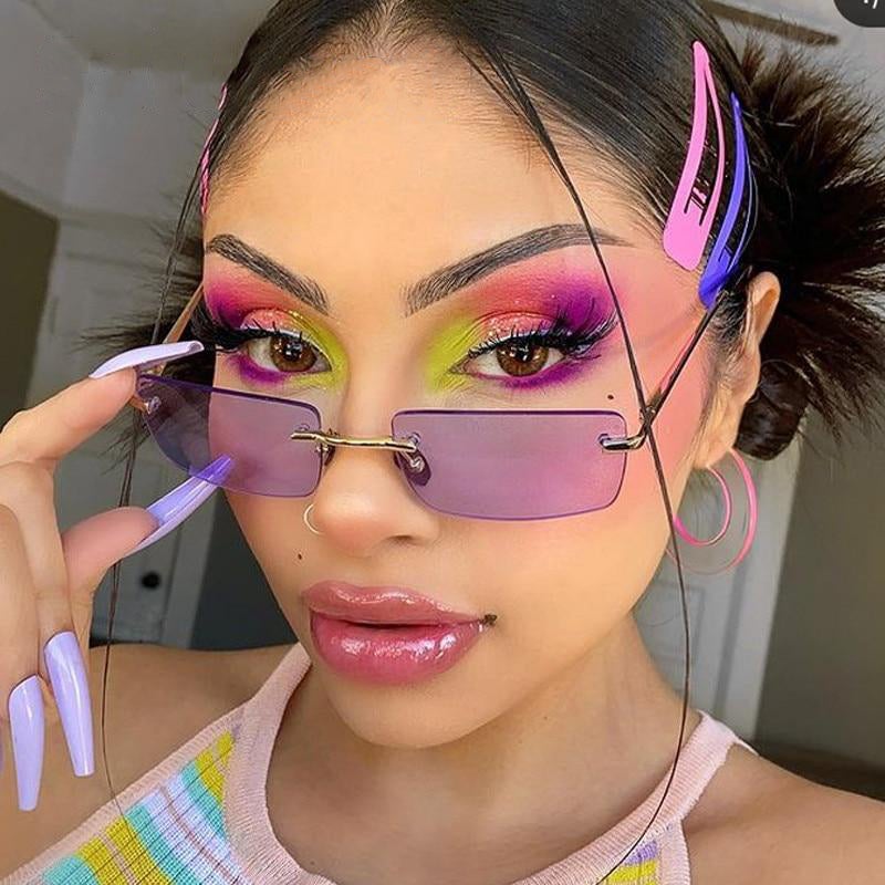 Rimless Vintage Alloy Super Light Gradient Square Sunglass