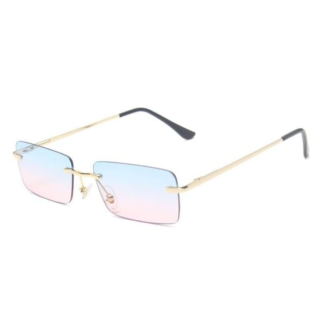 Rimless Vintage Alloy Super Light Gradient Square Sunglass