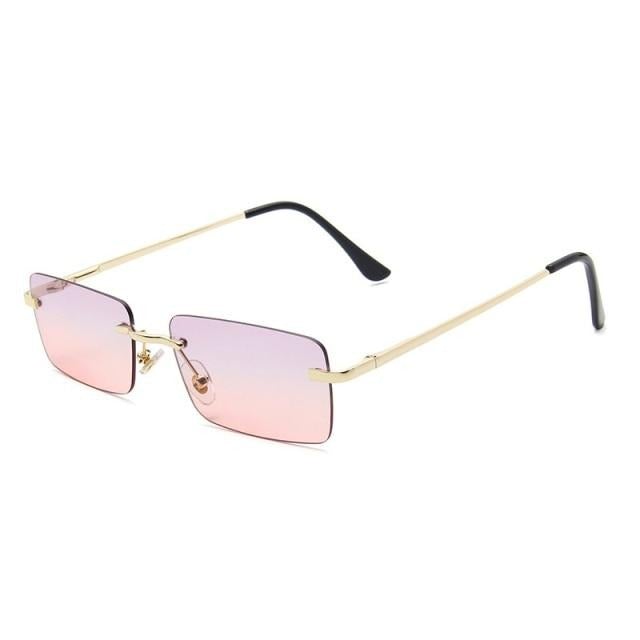 Rimless Vintage Alloy Super Light Gradient Square Sunglass