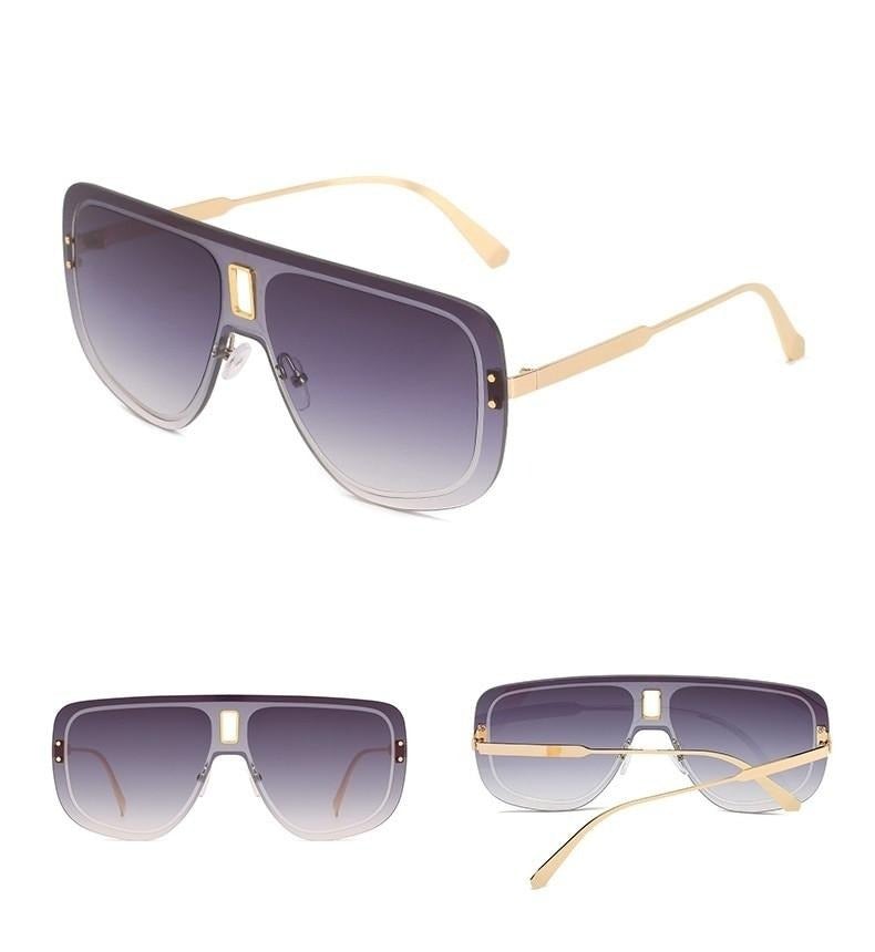 Rimless Vintage Chic Alloy Gradient Shade Aviator Sunglass