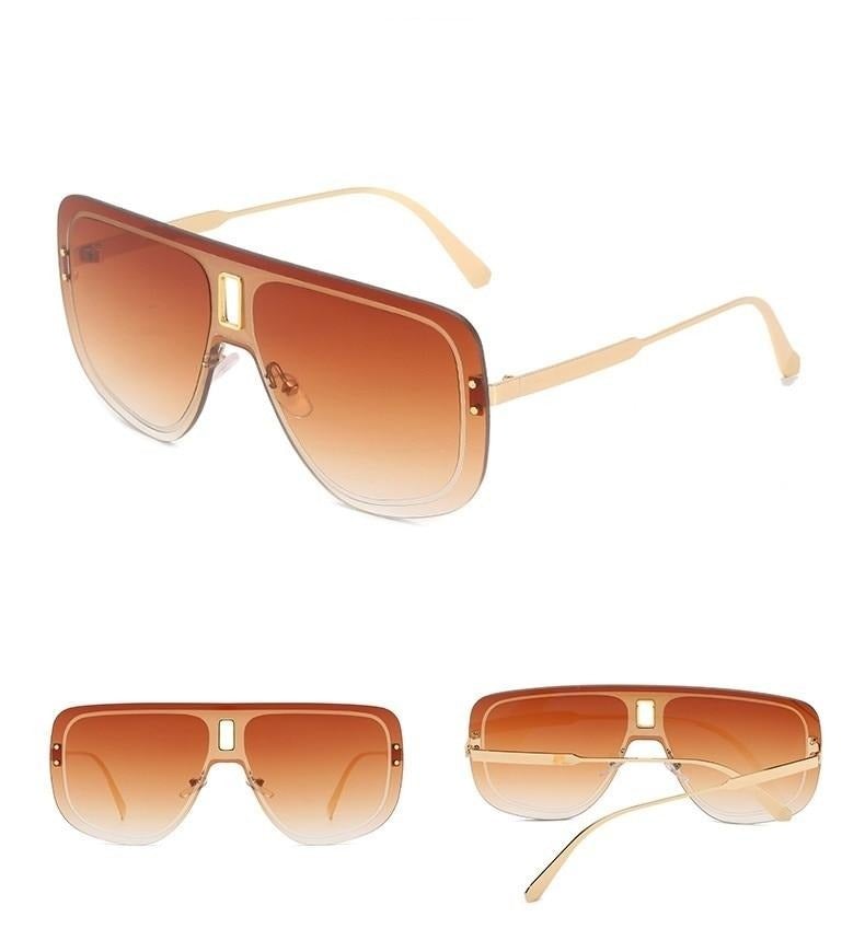 Rimless Vintage Chic Alloy Gradient Shade Aviator Sunglass