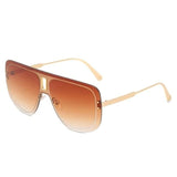 Rimless Vintage Chic Alloy Gradient Shade Aviator Sunglass