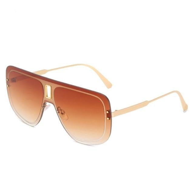 Rimless Vintage Chic Alloy Gradient Shade Aviator Sunglass