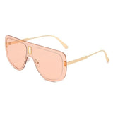 Rimless Vintage Chic Alloy Gradient Shade Aviator Sunglass