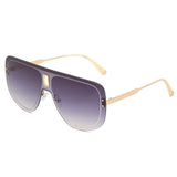 Rimless Vintage Chic Alloy Gradient Shade Aviator Sunglass
