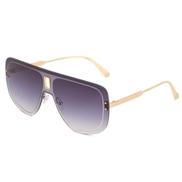 Rimless Vintage Chic Alloy Gradient Shade Aviator Sunglass