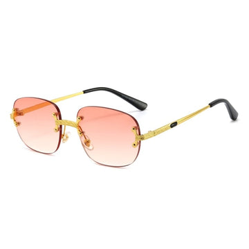 Rimless Mirror Alloy Retro Sunglasses
