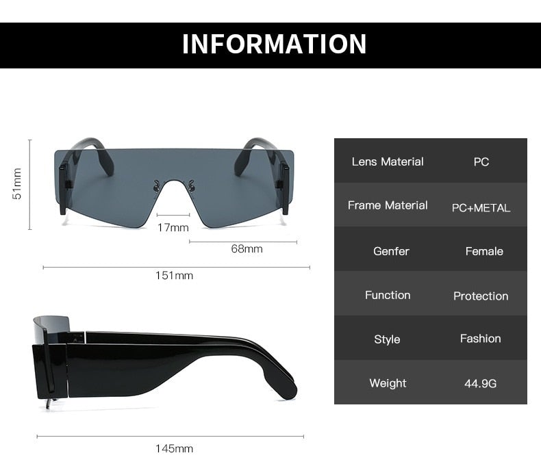 Rimless Shield One Piece Cat Eye Sunglasses