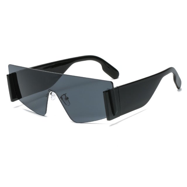 Rimless Shield One Piece Cat Eye Sunglasses