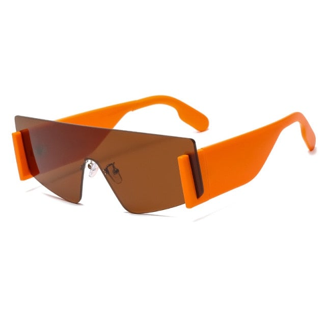 Rimless Shield One Piece Cat Eye Sunglasses