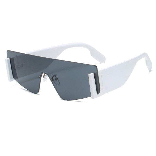Rimless Shield One Piece Cat Eye Sunglasses