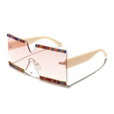 Oversized Rimless Crystal Square Sunglasses