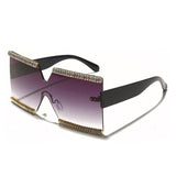Oversized Rimless Crystal Square Sunglasses