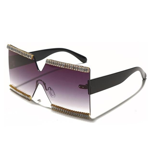 Oversized Rimless Crystal Square Sunglasses