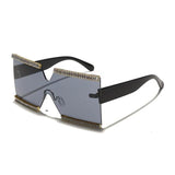 Oversized Rimless Crystal Square Sunglasses